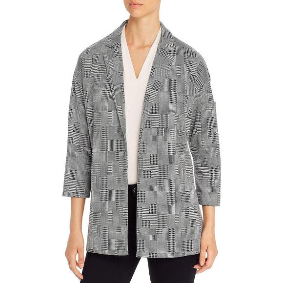 NWT Lysse Liberty Womens Houndstooth Professional Open-Front Blazer Black Small